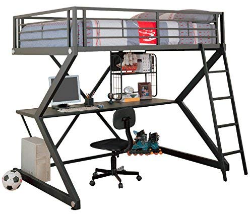 Steel Bunk Bed with Desk