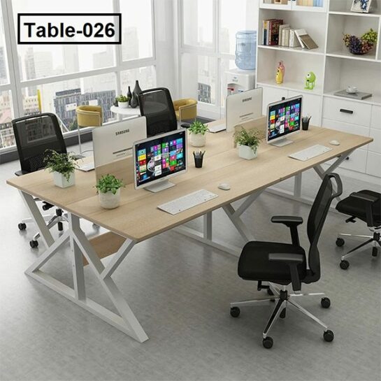 Computer desk contracted and contemporary four people work a simple table screen booth staff office desks and chairs