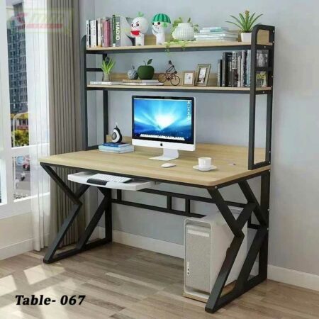 Simple Toughened Computer Desk with Bookshelf